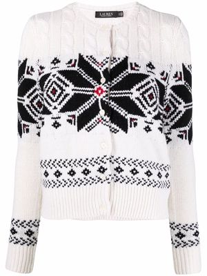 Lauren Ralph Lauren fair-isle knit cardigan - White