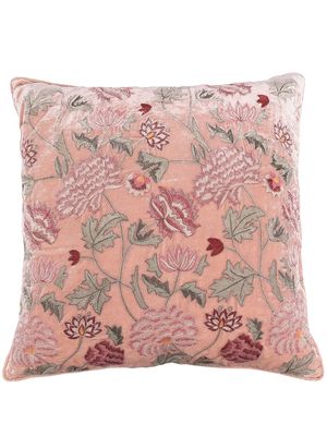 Anke Drechsel floral-embroidered velvet cushion - Pink