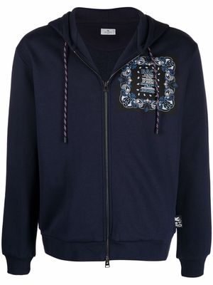 ETRO graphic-print zip-up hoodie - Blue