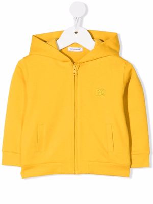 Dolce & Gabbana Kids embroidered-logo hoodie - Yellow