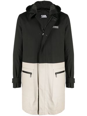 Karl Lagerfeld two-tone hooded coat - Black