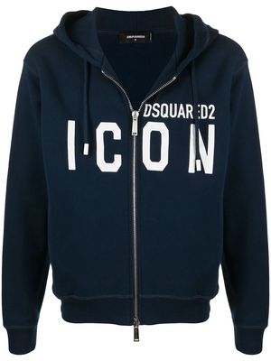 Dsquared2 zip-up logo hoodie - Black