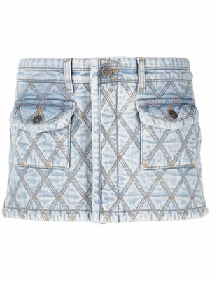 Diesel contrast-stitching cotton-blend denim skirt - Blue