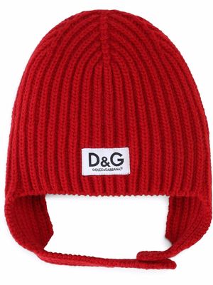 Dolce & Gabbana Kids ribbed knit wool hat - Red