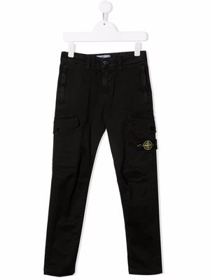 Stone Island Junior compass-patch cargo trousers - Black