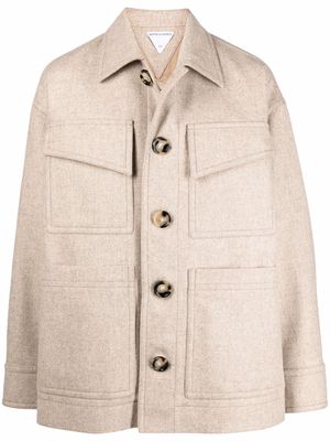 Bottega Veneta button-up tailored wool coat - Neutrals