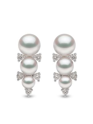 Yoko London 18kt white gold Sleek Akoya pearl and diamond stud earrings - Silver