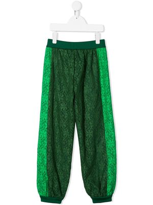Gucci Kids floral lace track pants - Green