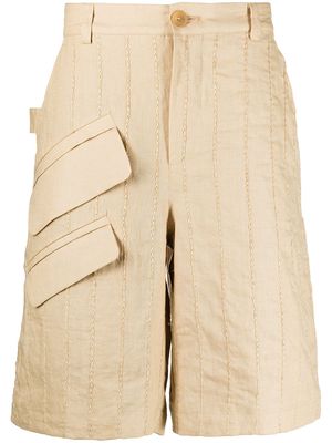 Jacquemus vertical-stripe Bermuda shorts - Neutrals