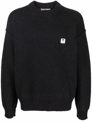 Palm Angels logo-patch knitted sweater - Black