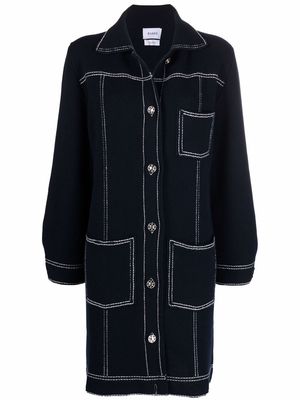 Barrie contrast-stitching single-breasted coat - Blue