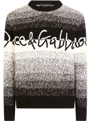 Dolce & Gabbana striped logo-embroidered jumper - Black