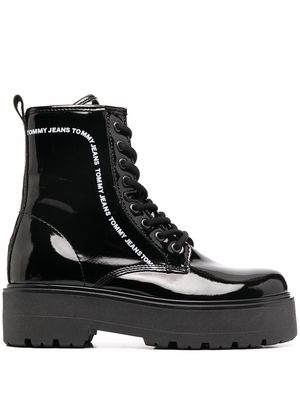 Tommy Jeans platform logo print boots - Black