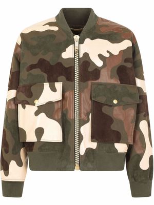 Dolce & Gabbana camouflage-panelled bomber jacket - Green