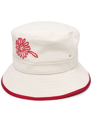 RED Valentino embroidered floral bucket hat - Neutrals