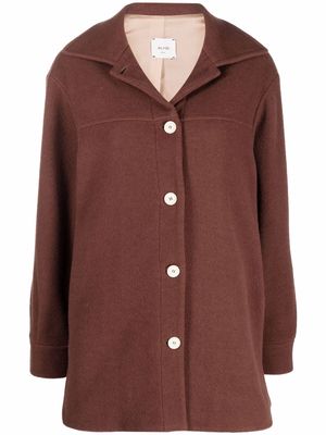 Alysi buttoned-up fringed coat - Brown
