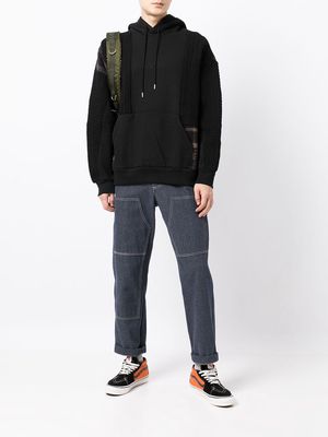 FIVE CM patchwork cotton-blend hoodie - Black