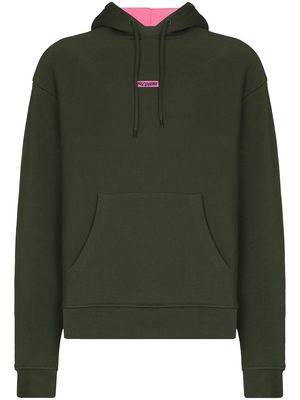 Jacquemus box-logo drawstring hoodie - Green