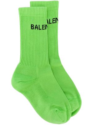 Balenciaga logo knit socks - Green