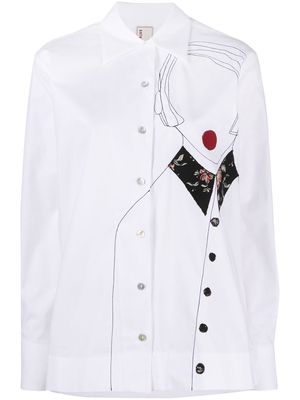 Antonio Marras embroidered button-down shirt - White