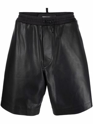 Dsquared2 logo-tape leather shorts - Black