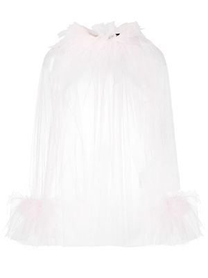 Styland feather-trim draped blouse - Pink