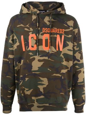 Dsquared2 logo-print camouflage hoodie - Green