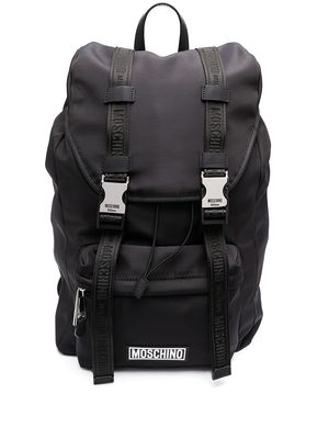 Moschino logo buckle backpack - Black