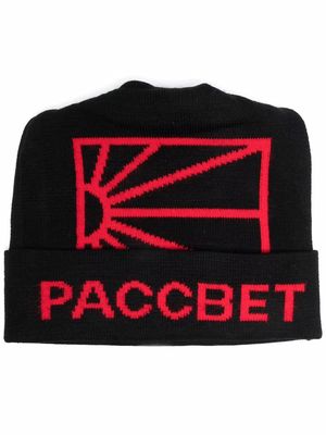 PACCBET logo-print beanie - Black