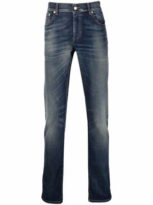 Alexander McQueen embroidered 3D logo jeans - Blue