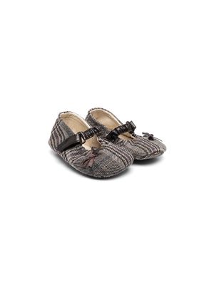 Pèpè checked bow-embellished ballerina shoes - Brown