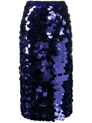AMI Paris sequin embroidered midi skirt - Purple