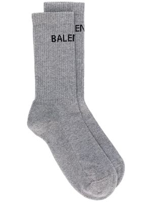 Balenciaga logo print ankle socks - Grey