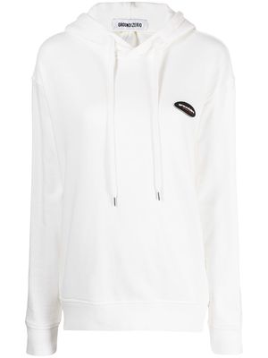 Ground Zero logo-patch cotton hoodie - White