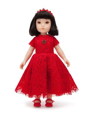 Dolce & Gabbana Kids doll with lace dress - Red