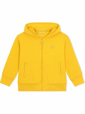 Dolce & Gabbana Kids embroidered logo zip-up hoodie - Yellow