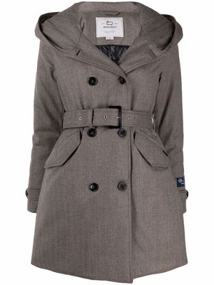 Woolrich hooded double-breasted coat - Brown