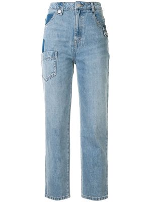 PortsPURE patchwork straight-leg jeans - Blue