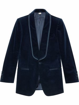 Gucci single-breasted velvet blazer - Blue