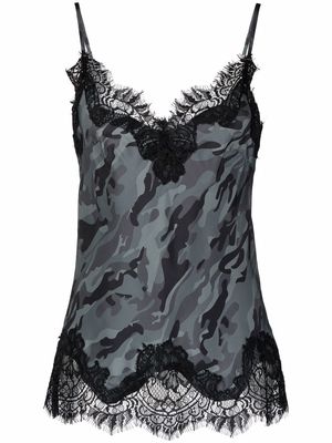 Gold Hawk camouflage lace-detail cami top - Black