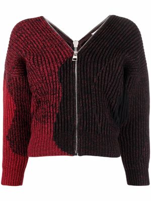 Alexander McQueen zipped-up V-neck sweater - Red
