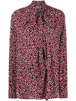 Nº21 abstract-print pussy-bow blouse - Red