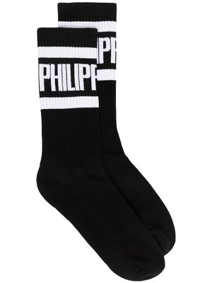 Philipp Plein logo print socks - Black