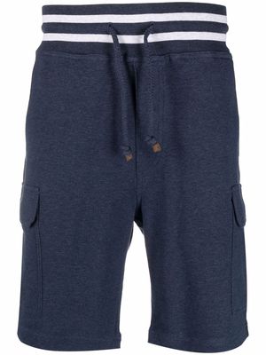 Brunello Cucinelli striped-waist cargo shorts - Blue