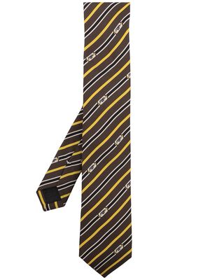 Fendi striped silk tie - Brown