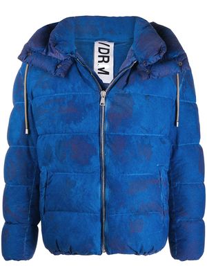 Drome tie-dye detachable-hood puffer jacket - Blue