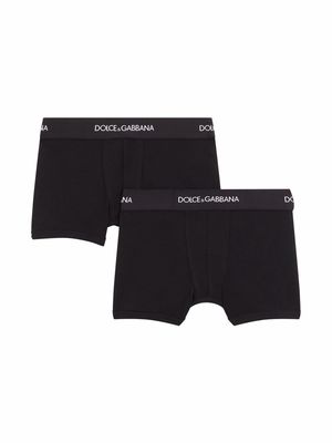 Dolce & Gabbana Kids pack of 2 logo-waistband boxer shorts - Black