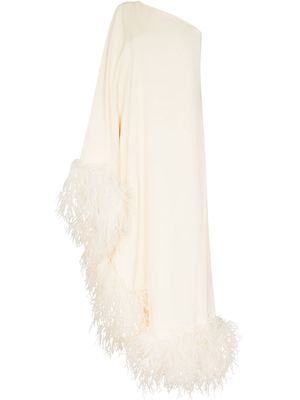 Taller Marmo Ubud feather-trim gown - Neutrals