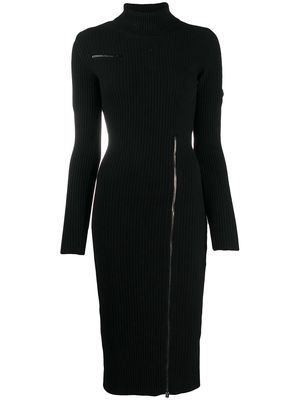 TOM FORD contrasting zips knitted turtleneck dress - Black