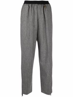 Aries logo-tape houndstooth tailored trousers - Grey